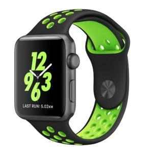 eses Silikonový řemínek 42mm/44mm S/M/L černý/zelený pro Apple Watch