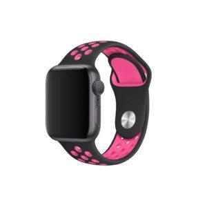 eses Silikonový řemínek 42mm/44mm S/M/L černý/růžový pro Apple Watch