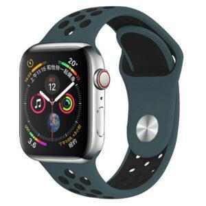 eses Silikonový řemínek 42mm/44mm S/M/L šedomodrý/černý pro Apple Watch