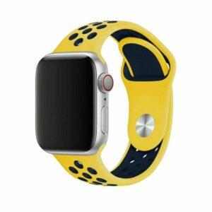 eses Silikonový řemínek 42mm/44mm S/M/L žlutý/tmavě modrý pro Apple Watch