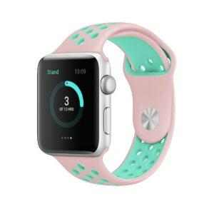 eses Silikonový řemínek 42mm/44mm S/M/L růžový/mátový pro Apple Watch