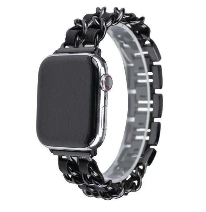 eses Kovový řetízkový řemínek 38mm/40mm proplétaný černý pro Apple Watch 1 eses Kovový řetízkový řemínek 38mm/40mm proplétaný černý pro Apple Watch