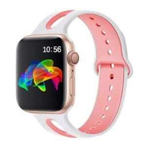 eses Dvoubarevný řemínek 42mm/44mm bílý/růžový pro Apple Watch
