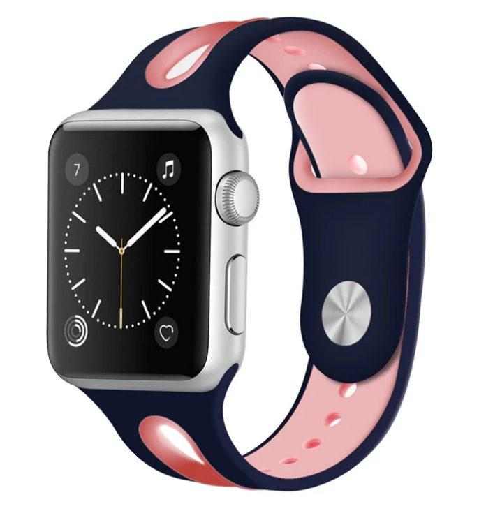 eses Dvoubarevný řemínek 42mm/44mm modrý/růžový pro Apple Watch 1 eses Dvoubarevný řemínek 42mm/44mm modrý/růžový pro Apple Watch