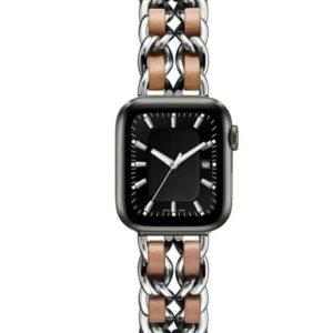 eses Kovový řetízkový řemínek 42mm/44mm proplétaný stříbrno hnědý pro Apple Watch