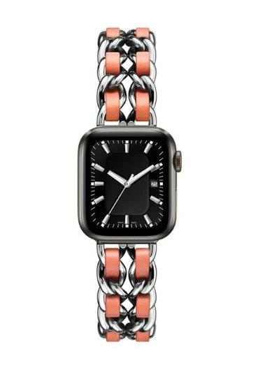 eses Kovový řetízkový řemínek 42mm/44mm proplétaný stříbrno oranžový pro Apple Watch 1 eses Kovový řetízkový řemínek 42mm/44mm proplétaný stříbrno oranžový pro Apple Watch