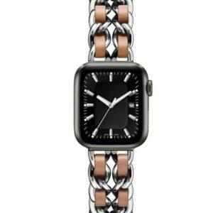 eses Kovový řetízkový řemínek 38mm/40mm proplétaný stříbrno hnědý pro Apple Watch