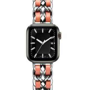 eses Kovový řetízkový řemínek 38mm/40mm proplétaný stříbrno oranžový pro Apple Watch