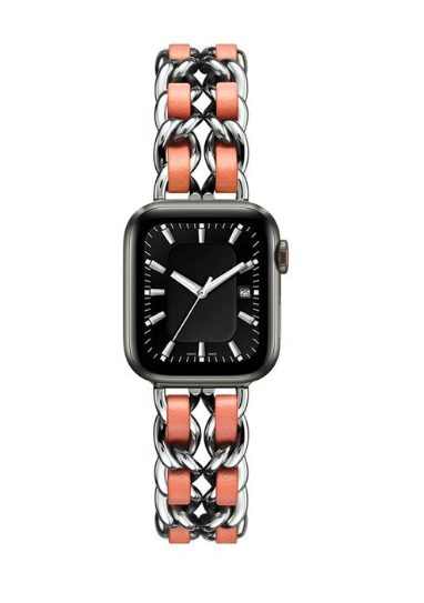 eses Kovový řetízkový řemínek 38mm/40mm proplétaný stříbrno oranžový pro Apple Watch 1 eses Kovový řetízkový řemínek 38mm/40mm proplétaný stříbrno oranžový pro Apple Watch