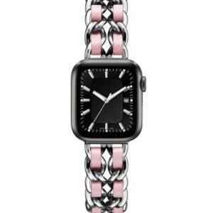 eses Kovový řetízkový řemínek 38mm/40mm proplétaný stříbrno růžový pro Apple Watch