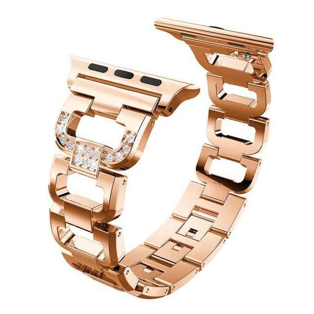 eses Kovový článkovitý řemínek 38mm/40mm růžový pro Apple Watch 1 eses Kovový článkovitý řemínek 38mm/40mm růžový pro Apple Watch