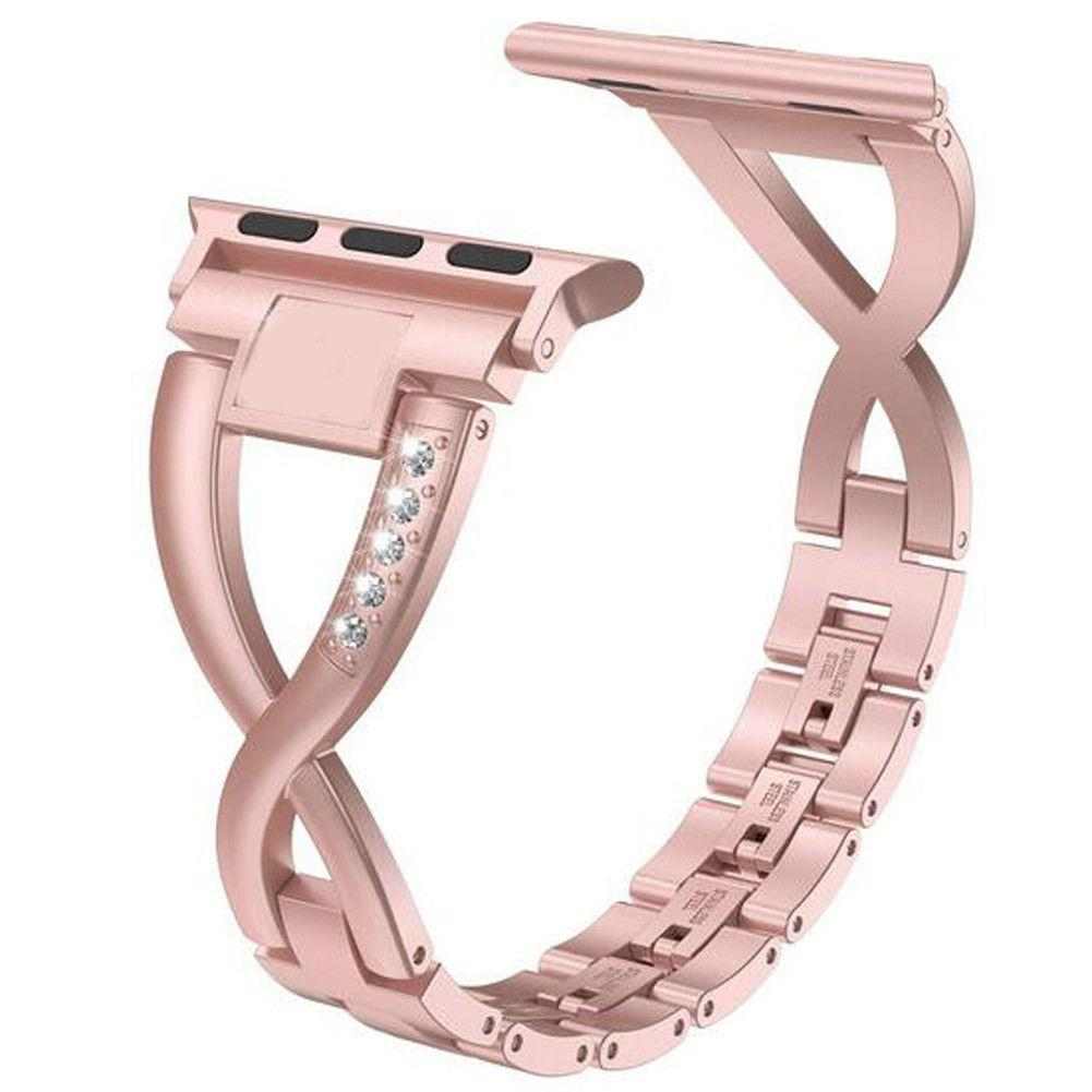 eses Kovový elegantní řemínek 42mm/44mm růžový pro Apple Watch 1 eses Kovový elegantní řemínek 42mm/44mm růžový pro Apple Watch