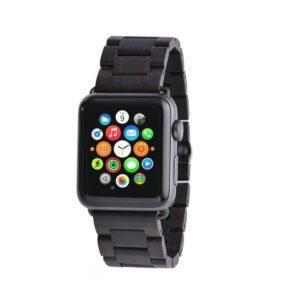 eses Dřevěný řemínek 42mm/44mm černý pro Apple Watch