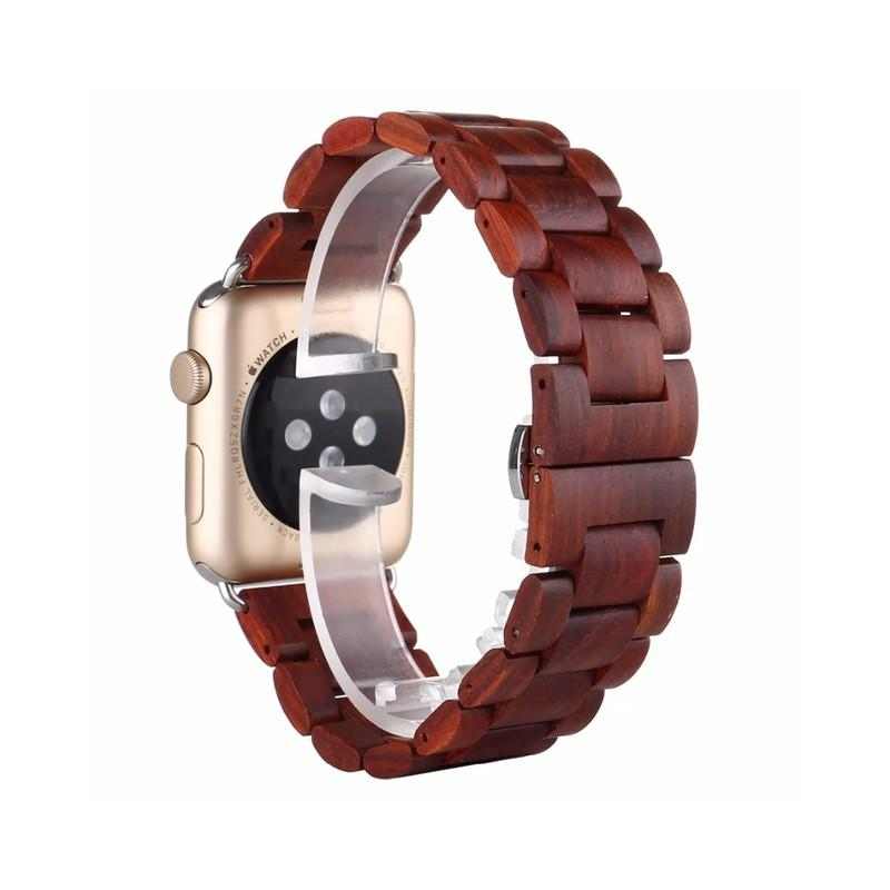 eses Dřevěný řemínek 38mm/40mm červený pro Apple Watch 1 eses Dřevěný řemínek 38mm/40mm červený pro Apple Watch
