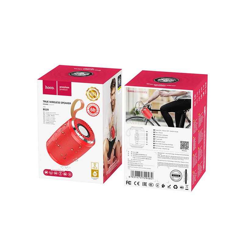 Reproduktor Bluetooth HOCO Cool Sport - sportovní - poutko - červený; BS39 4 Reproduktor Bluetooth HOCO Cool Sport - sportovní - poutko - červený; BS39 - Obrázek 4