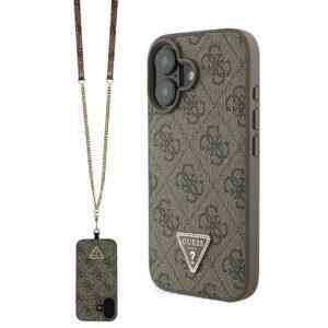 kryt guess metal logo pro apple iphone 16 snurka retizek umela kuze hnedy