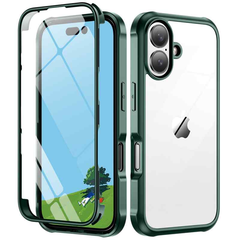 Kryt pro Apple iPhone 16 Plus - 360° - gumový / skleněný - červený 3 Kryt pro Apple iPhone 16 Plus - 360° - gumový / skleněný - červený - Obrázek 3