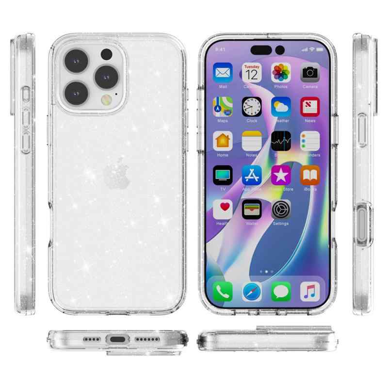 Kryt pro Apple iPhone 16 Pro Max - třpytky - plastový / gumový - bílý 8 Kryt pro Apple iPhone 16 Pro Max - třpytky - plastový / gumový - bílý - Obrázek 8