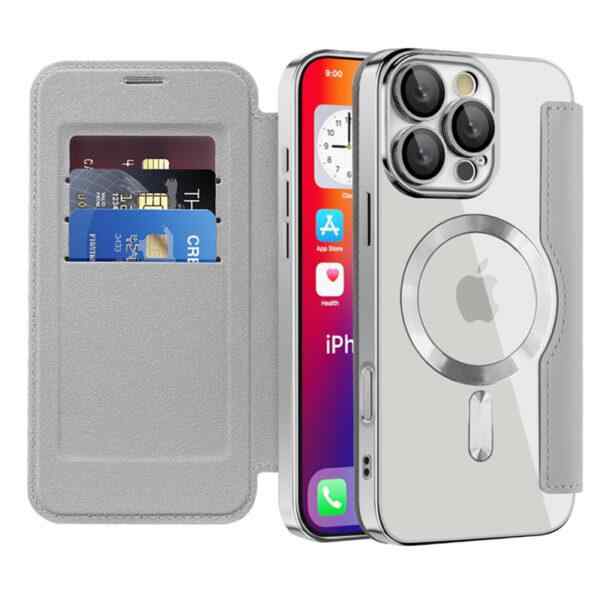 Pouzdro pro Apple iPhone 16 Pro - ochrana čoček - prostor pro kartu - MagSafe - stříbrné