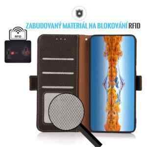 pouzdro pro apple iphone 16 pro stojanek blokovani rfid kozene hnede