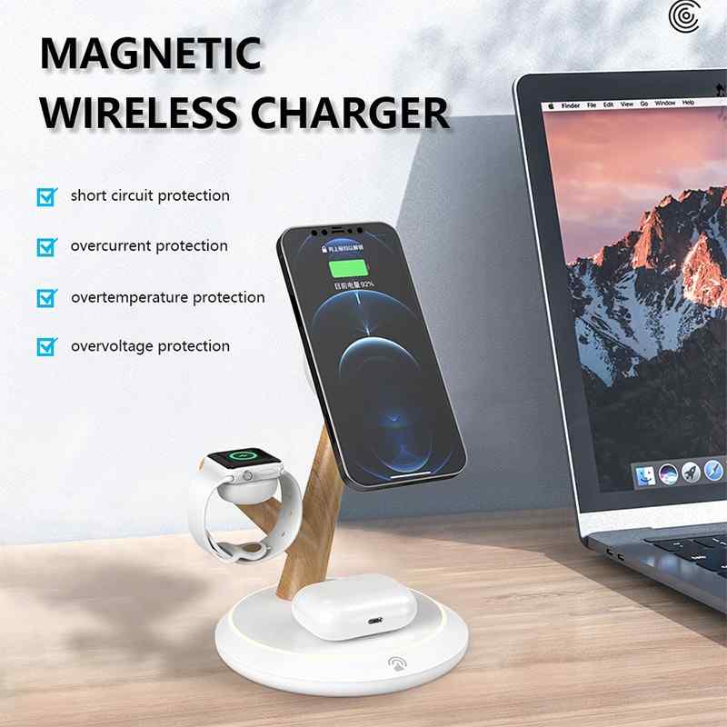 3v1 nabíjecí stanice / stojánek pro Apple iPhone + AirPods Qi + Watch - strom - černá 4 3v1 nabíjecí stanice / stojánek pro Apple iPhone + AirPods Qi + Watch - strom - černá - Obrázek 4