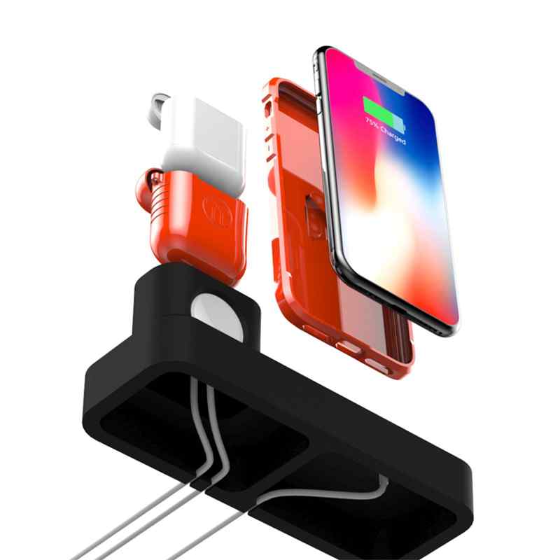 Nabíjecí stanice / stojánek pro Apple iPhone + AirPods + Watch - silikonový - černý 7 Nabíjecí stanice / stojánek pro Apple iPhone + AirPods + Watch - silikonový - černý - Obrázek 7
