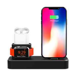 nabijeci stanice stojanek pro apple iphone airpods watch silikonovy cerny 5