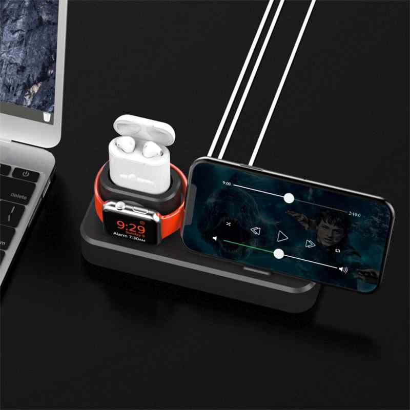 Nabíjecí stanice / stojánek pro Apple iPhone + AirPods + Watch - silikonový - černý 2 Nabíjecí stanice / stojánek pro Apple iPhone + AirPods + Watch - silikonový - černý - Obrázek 2