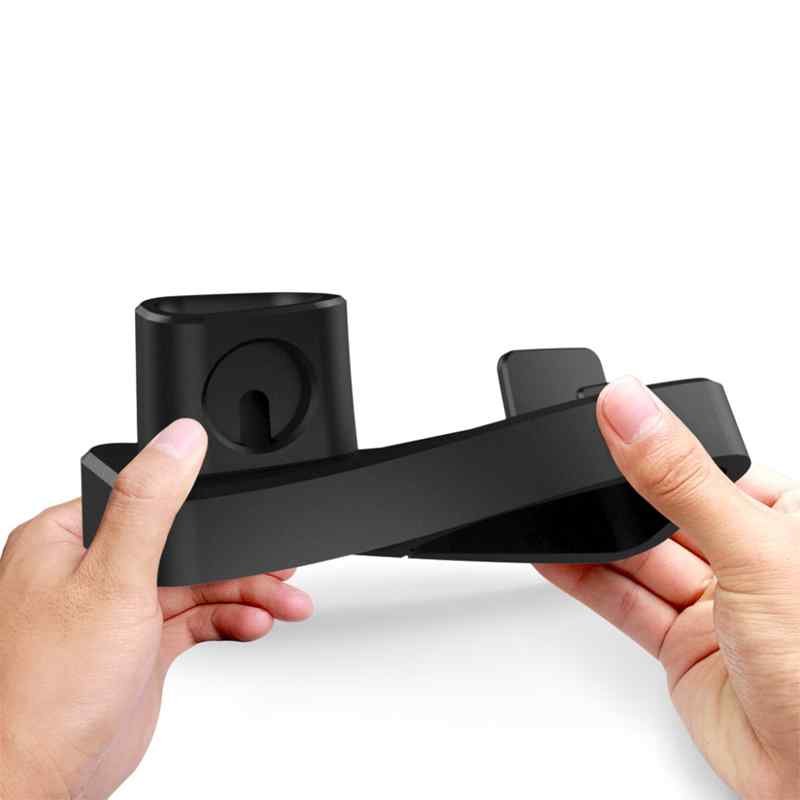 Nabíjecí stanice / stojánek pro Apple iPhone + AirPods + Watch - silikonový - černý 4 Nabíjecí stanice / stojánek pro Apple iPhone + AirPods + Watch - silikonový - černý - Obrázek 4