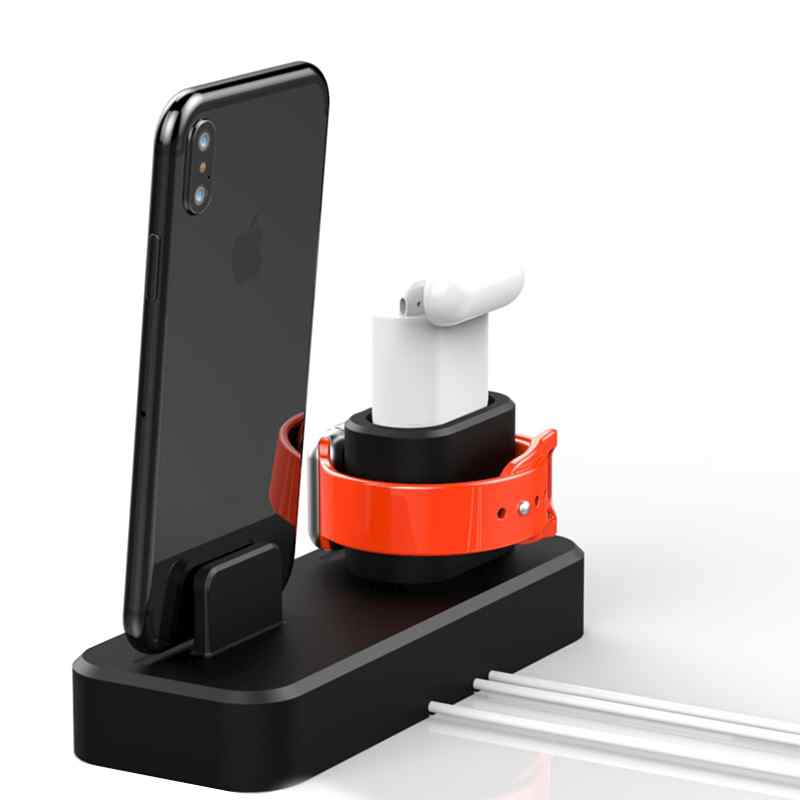 Nabíjecí stanice / stojánek pro Apple iPhone + AirPods + Watch - silikonový - černý 5 Nabíjecí stanice / stojánek pro Apple iPhone + AirPods + Watch - silikonový - černý - Obrázek 5