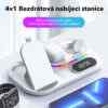 Stojánek / bezdrátová nabíječka Qi / hodiny 4v1 - pro Apple iPhone + Watch + bezdrátové AirPods + hodiny - černý - Image 4