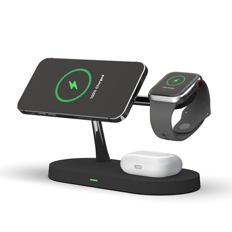 5v1 bezdrátová nabíječka pro Apple iPhone (Magsafe kompatibilní) + AirPods Qi + Watch + USB-A + lampička - černá 4 5v1 bezdrátová nabíječka pro Apple iPhone (Magsafe kompatibilní) + AirPods Qi + Watch + USB-A + lampička - černá - Obrázek 4