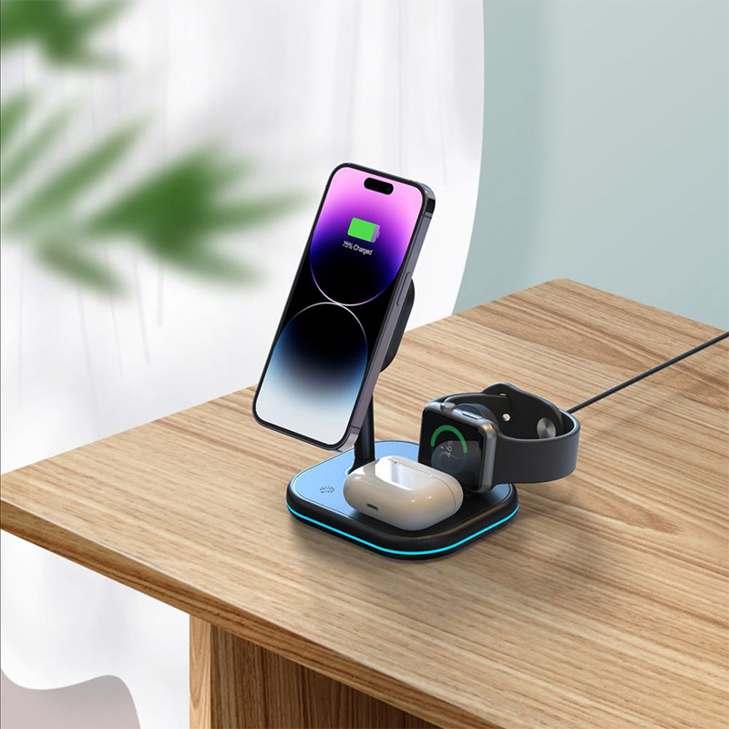 Bezdrátová nabíječka Qi / stojánek TECH PROTECT 3v1 pro Apple iPhone / Watch / AirPods - podpora MagSafe - černá 7 Bezdrátová nabíječka Qi / stojánek TECH PROTECT 3v1 pro Apple iPhone / Watch / AirPods - podpora MagSafe - černá - Obrázek 7
