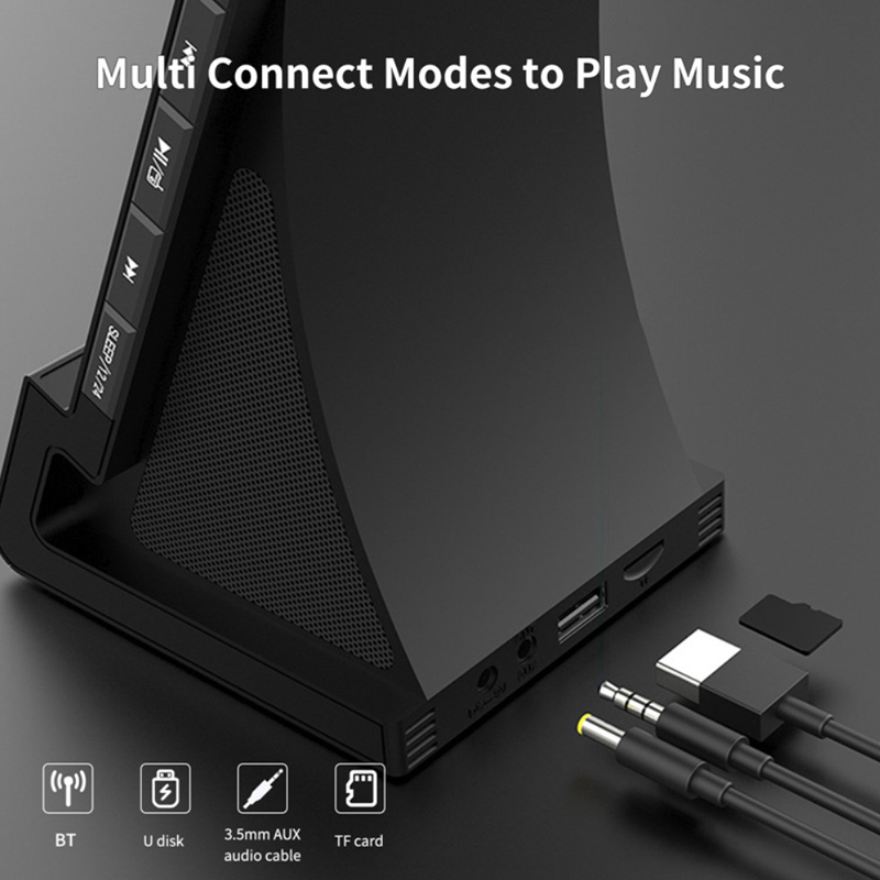 Bluetooth reproduktor / bezdrátová nabíječka Qi + hodiny / radio budík - USB-A / Micro SD vstup - černý 6 Bluetooth reproduktor / bezdrátová nabíječka Qi + hodiny / radio budík - USB-A / Micro SD vstup - černý - Obrázek 6