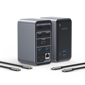 dokovaci stanice port replikator choetech 15v1 4x usb a 4x usb c 3x hdmi vga ethernet seda