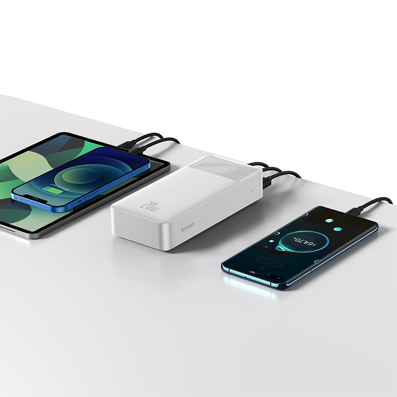 Externí baterie / power bank BASEUS - 2x USB + USB-C - LCD displej - 30000 mAh - bílá 8 Externí baterie / power bank BASEUS - 2x USB + USB-C - LCD displej - 30000 mAh - bílá - Obrázek 8