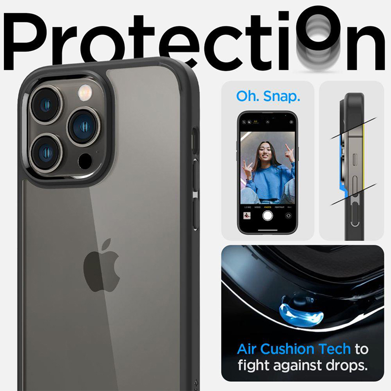 Kryt SPIGEN Ultra Hybrid pro Apple iPhone 14 Pro - plastový / gumový - průhledný / černý 3 Kryt SPIGEN Ultra Hybrid pro Apple iPhone 14 Pro - plastový / gumový - průhledný / černý - Obrázek 3
