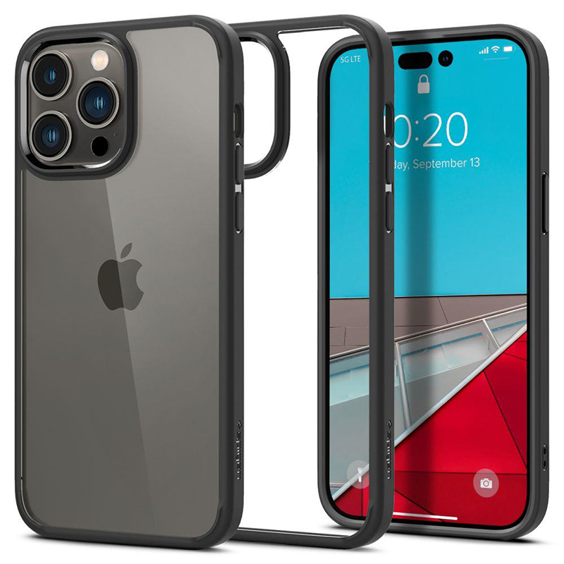 Kryt SPIGEN Ultra Hybrid pro Apple iPhone 14 Pro - plastový / gumový - průhledný / černý 1 Kryt SPIGEN Ultra Hybrid pro Apple iPhone 14 Pro - plastový / gumový - průhledný / černý