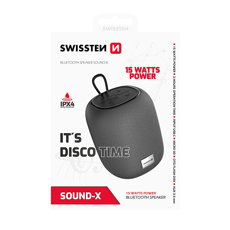 Reproduktor Bluetooth SWISSTEN SOUND-X - 15W USB-C - nylonový - poutko - šedý 8 Reproduktor Bluetooth SWISSTEN SOUND-X - 15W USB-C - nylonový - poutko - šedý - Obrázek 8