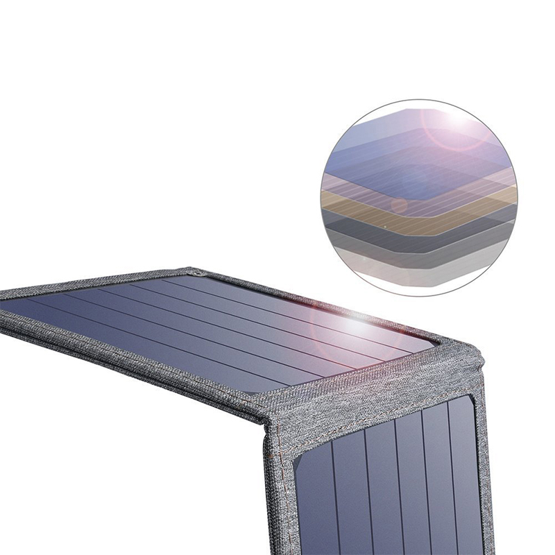Solární nabíječka CHOETECH pro Apple a další zařízení 14W - USB-A (5V / 2,4A) - mini - skládací - šedá 6 Solární nabíječka CHOETECH pro Apple a další zařízení 14W - USB-A (5V / 2,4A) - mini - skládací - šedá - Obrázek 6