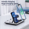 Stojánek / Qi nabíječka 4v1 pro Apple iPhone / Watch / AirPods + hodiny - černý - Image 3