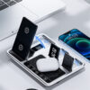 Stojánek / Qi nabíječka 4v1 pro Apple iPhone / Watch / AirPods + hodiny - černý - Image 5