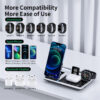 Stojánek / Qi nabíječka 4v1 pro Apple iPhone / Watch / AirPods + hodiny - černý - Image 8