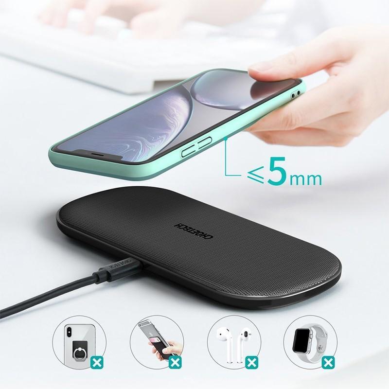 2v1 bezdrátová nabíječka / podložka Qi CHOETECH pro Apple iPhone / AirPods - 5x cívka - černá 4 2v1 bezdrátová nabíječka / podložka Qi CHOETECH pro Apple iPhone / AirPods - 5x cívka - černá - Obrázek 4