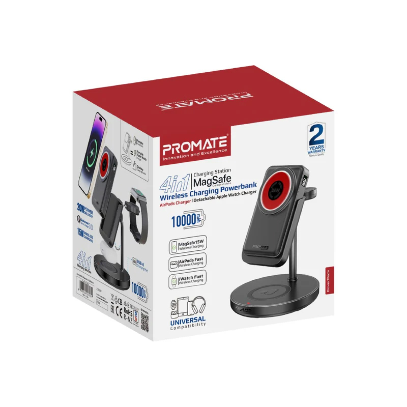 4v1 nabíjecí stanice PROMATE pro Apple iPhone / Watch / AirPods - podpora MagSafe - 10000 mAh powerbanka - černá 12 4v1 nabíjecí stanice PROMATE pro Apple iPhone / Watch / AirPods - podpora MagSafe - 10000 mAh powerbanka - černá - Obrázek 12