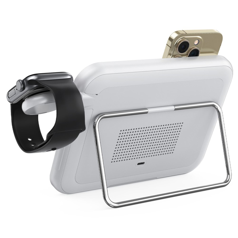 Bezdrátová nabíječka Qi 3v1 pro Apple iPhone / AirPods / Watch + zrcátko a lampička - bílá 3 Bezdrátová nabíječka Qi 3v1 pro Apple iPhone / AirPods / Watch + zrcátko a lampička - bílá - Obrázek 3