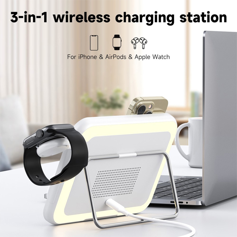 Bezdrátová nabíječka Qi 3v1 pro Apple iPhone / AirPods / Watch + zrcátko a lampička - bílá 9 Bezdrátová nabíječka Qi 3v1 pro Apple iPhone / AirPods / Watch + zrcátko a lampička - bílá - Obrázek 9