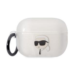 pouzdro karl lagerfeld pro apple airpods pro 2022 hlava karla gumove pruhledne