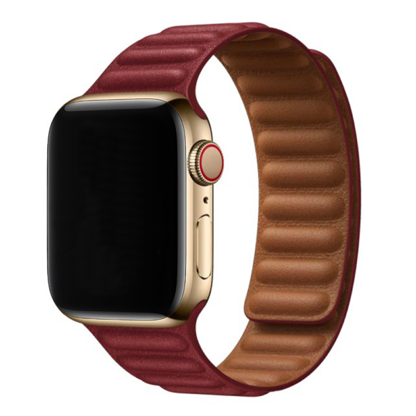 Kožený řemínek s magnetem pro Apple Watch - Vínově červený Barva: Červená
