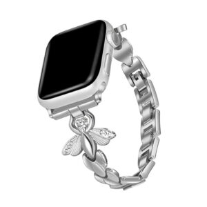 Stylový řemínek s kamínky a motýlem pro Apple Watch - Stříbrný Barva: Stříbrná